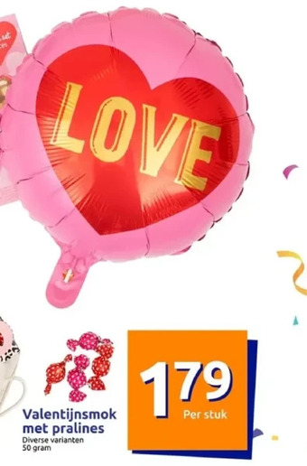 Action Valentijnsmok met pralines aanbieding