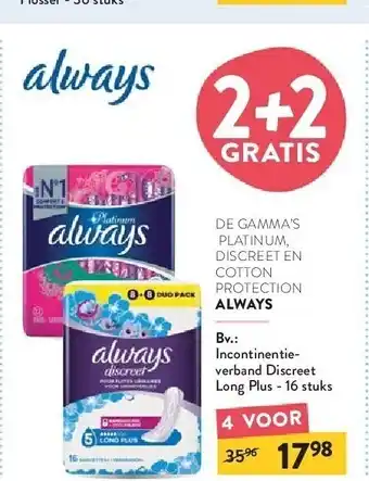 Always incontinentie- verband discreet long plus - 16 stuks