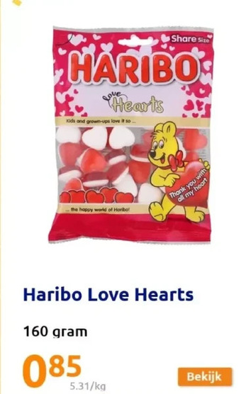 Action Haribo love hearts aanbieding