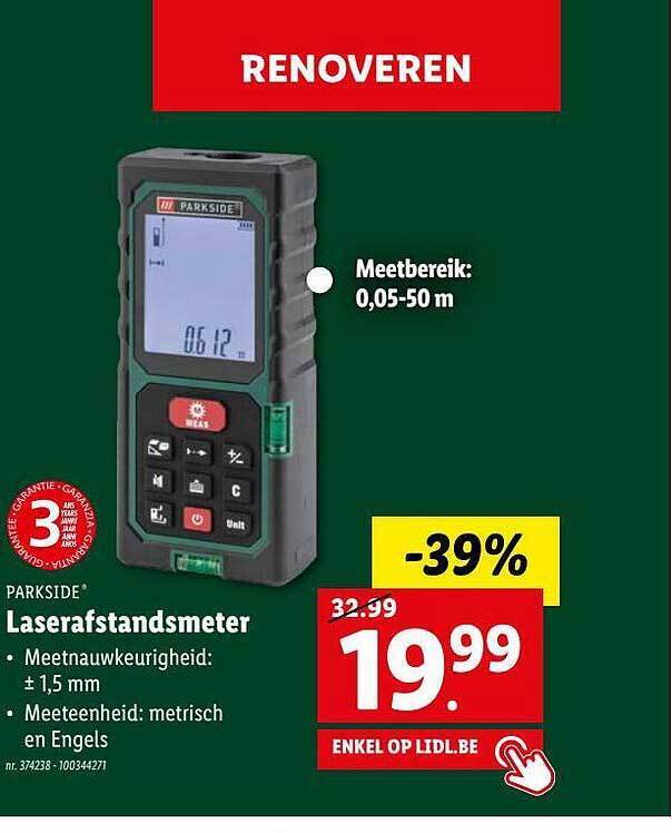 Parkside laserafstandsmeter promotie bij Lidl
