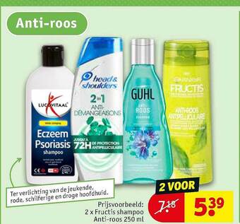 Kruidvat Anti-roos 2x Fructis Shampoo aanbieding
