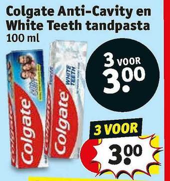 Kruidvat Colgate Anti-Cavity En White Teeth Tandpasta 100 Ml aanbieding