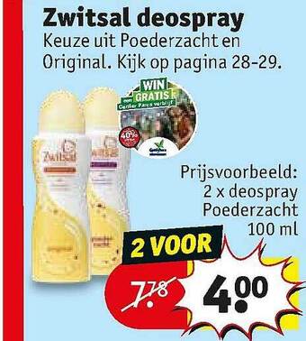 Kruidvat Zwitsal Deospray aanbieding