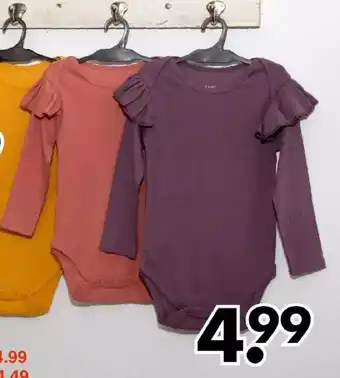 Wibra Romper rib 50/56 - 86/92 meisjes, in 2 kleuren 100% katoen aanbieding