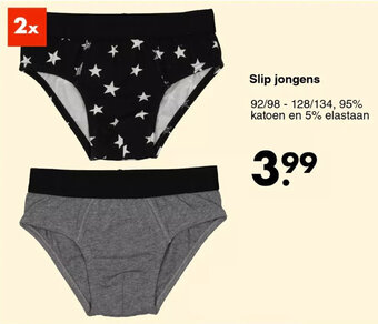 Slip jongens 92/98 - 128/134, 95% katoen en 5% elastaan, 2x