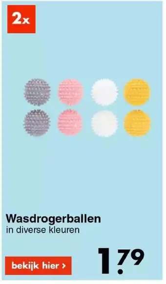 Wasdrogerballen in diverse kleuren 2x