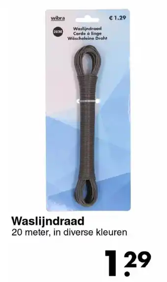 Wibra Waslijndraad 20 meter, in diverse kleuren aanbieding