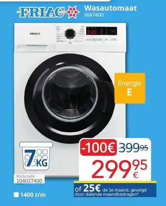 Eldi Friac wasautomaat WA7400 7 kg webcode: 104027400 aanbieding