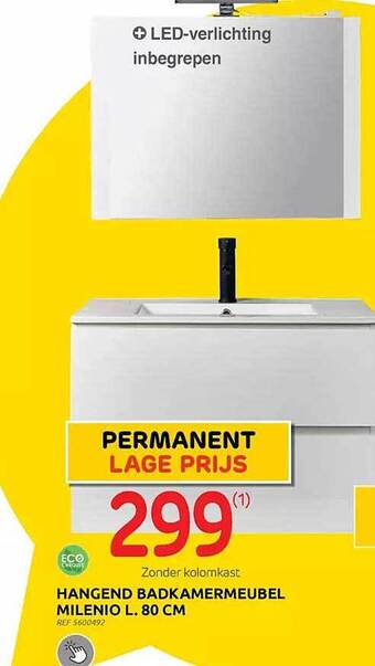 Brico Hangend badkamermeubel milenio l. 80 cm aanbieding