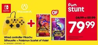 Fun Wired controller pikachu silhouette + pokémon scarlet of violet aanbieding