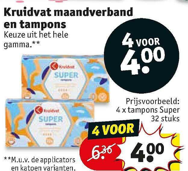 Kruidvat Maandverband En Tampons promotie bij Kruidvat