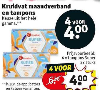 Kruidvat Kruidvat Maandverband En Tampons aanbieding