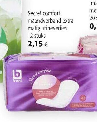 Colruyt Boni selection secret comfort maandverband extra matig urineverlies aanbieding