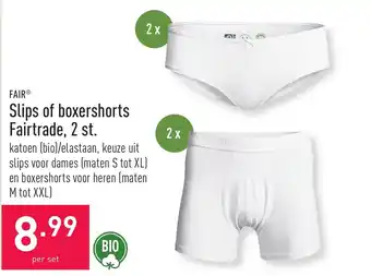 ALDI Fair Slips of boxershorts Fairtrade, 2 st. aanbieding