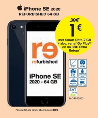 Carrefour Iphone SE 2020 refurbished 64GB aanbieding