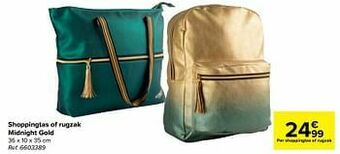 Carrefour Shoppingtas of rugzak midnight gold aanbieding