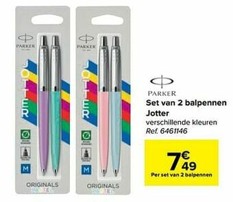 Carrefour Set van 2 balpennen jotter aanbieding