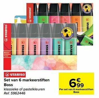 Set van 6 markeerstiften boss