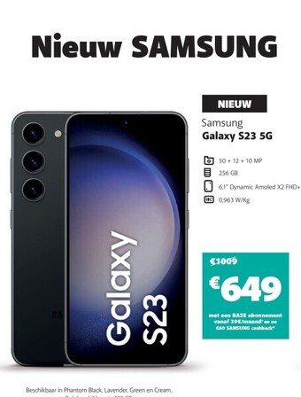 Base Samsung galaxy s23 5g aanbieding