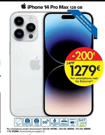 Carrefour iPhone 14 pro max 128 GB aanbieding