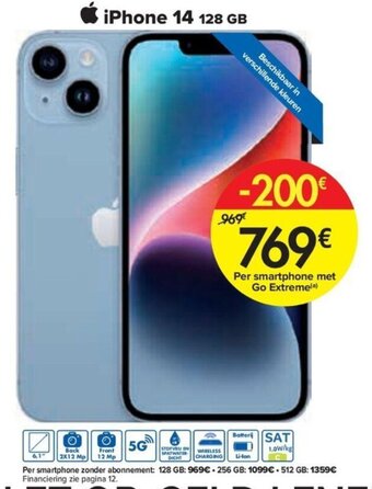 Carrefour iPhone 14 128 GB aanbieding