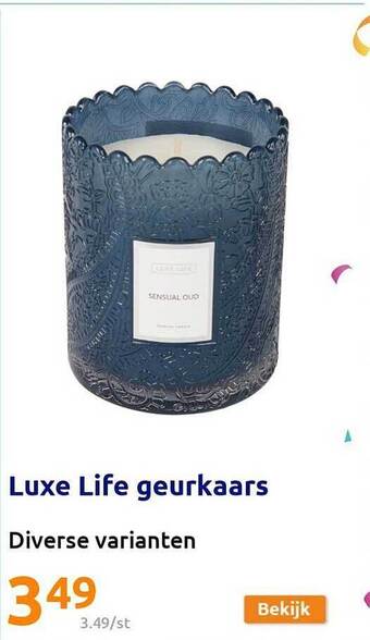 Action Luxe life geurkaars aanbieding