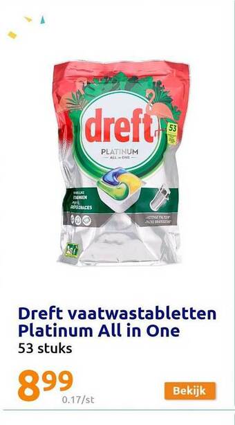Action Dreft vaatwastabletten platinum all in one aanbieding
