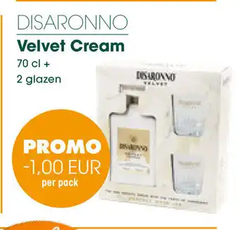Prik en Tik Disaronno velvet cream 70 cl + 2 glazen aanbieding