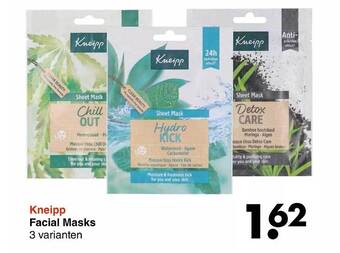 Wibra Kneipp facial masks aanbieding