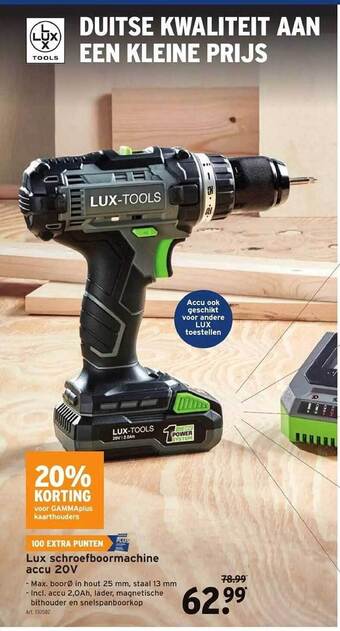 GAMMA Lux schroefboormachine accu 20v aanbieding