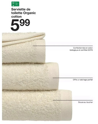 Zeeman Organic cotton handdoek aanbieding