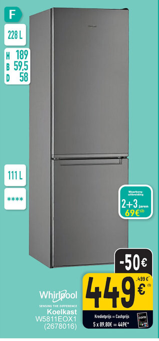Cora Whirlpool koelkast W5811EOX1 aanbieding