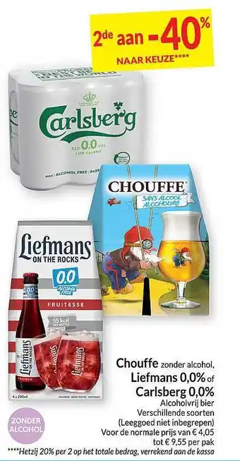 Intermarché Chouffe zonder alcohol, liefmans 0,0% of carlsberg 0,0% alcoholvrij bier aanbieding
