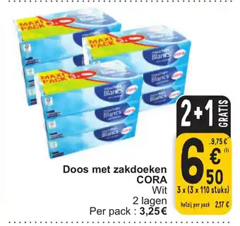 Cora Doos met zakdoeken wit 3 x (3 x 110 stuks) aanbieding
