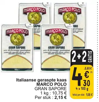 Marco Polo italiaanse geraspte kaas gran sapore 4 x 100 g
