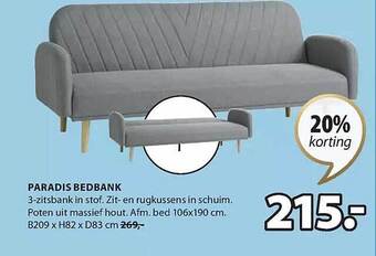 Jysk Paradis bedbank aanbieding