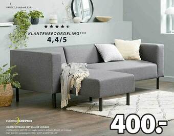Jysk Karise zitbank met chaise longue aanbieding