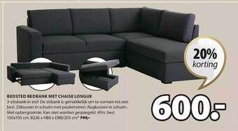 Jysk Bedsted bedbank met chaise longue aanbieding