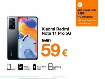 Orange Xiaomi redmi note 11 pro 5g aanbieding