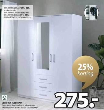 Jysk Vellerup kleerkast aanbieding