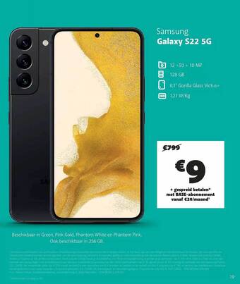 Base Samsung galaxy s22 5g aanbieding