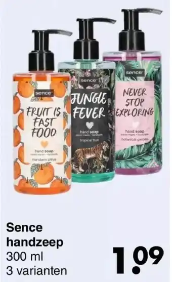 Wibra Sence handzeep 300 ml aanbieding