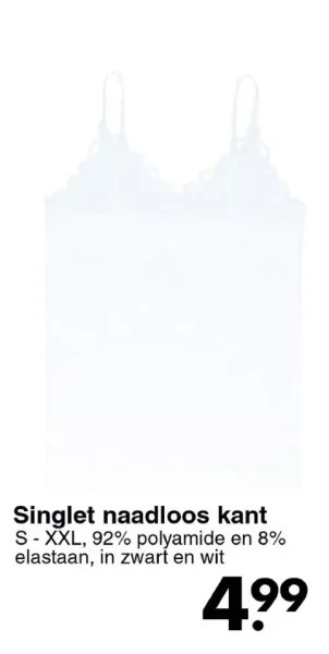 Wibra Singlet naadloos kant aanbieding