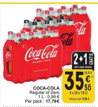 Cora Cocacola regular of zero aanbieding