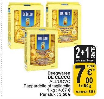 Cora Deegwaren de cecco aanbieding