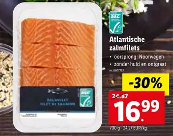 Lidl Atlantische zalmfilets 700 g aanbieding