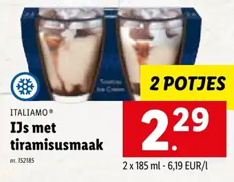 Lidl Italiamo ijs met tiramisusmaak 2 x 185 ml 2 potjes nr. 152185 aanbieding