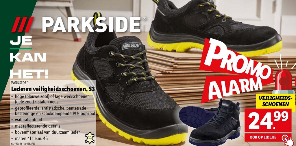 Lidl Parkside lederen veiligheidsschoenen, S3 maten 41 t.e.m. 46 nr. 499886 - 100358763 aanbieding