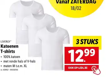 Lidl Livergy katoenen t-shirts 3 stuks aanbieding