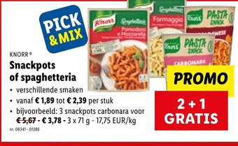 Lidl Knorr snackpots of spaghetteria aanbieding